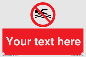 Custom No swimming prohibition Sign